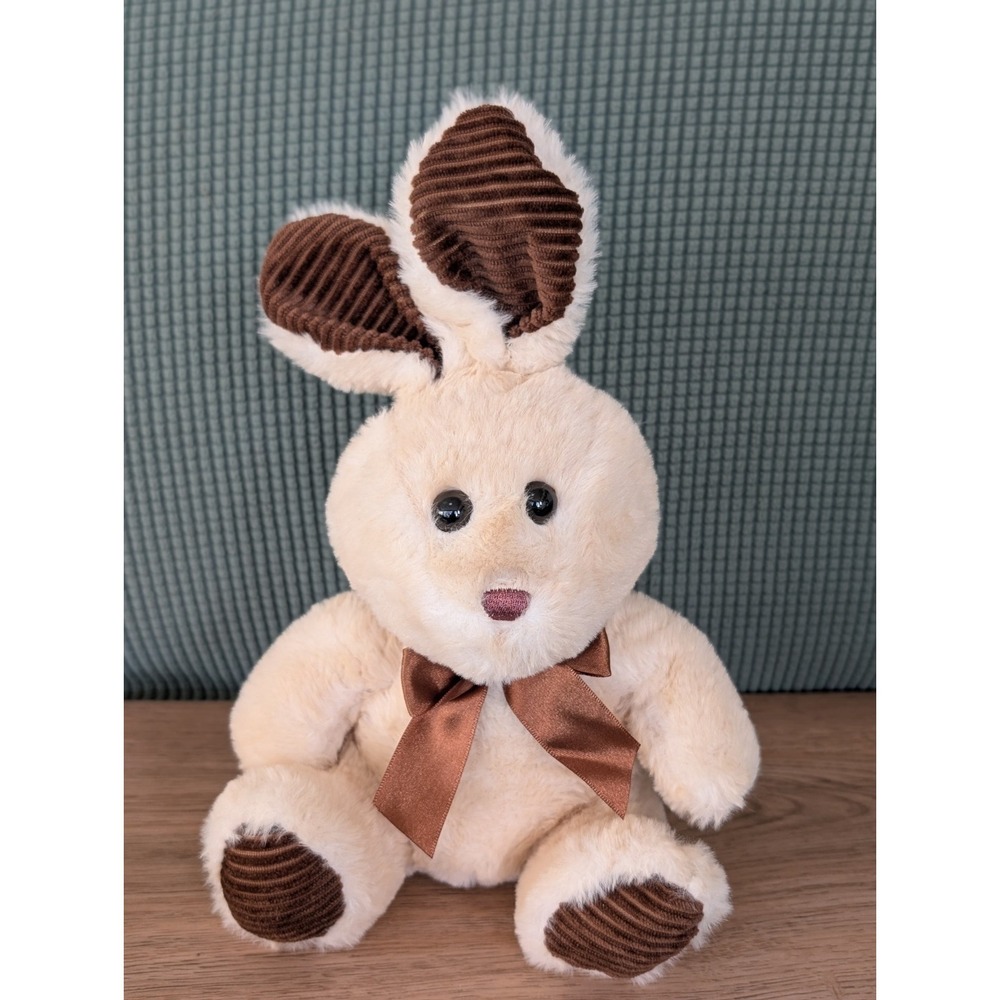 Easter Bunny Rabbit Plush Hig Fun 12" Beige Brown Stuffed Animal Corduroy Ears‎